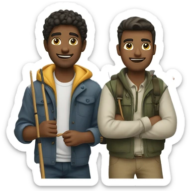 two guys one is nick one is filipas fishing on the rocks sticker