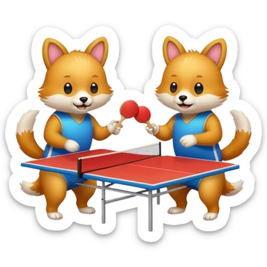 deux animaux qui jouent au ping pong sticker