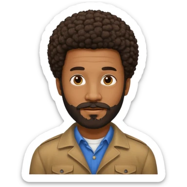 black man with beard, mustache, and short afro sticker