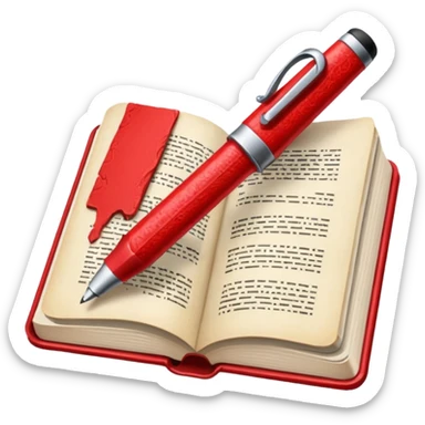 caneta vermelha, livro vermelho sticker