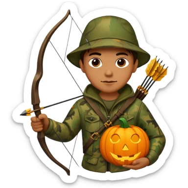 Hunter With Jack o Lantern, with bow and arrow sticker