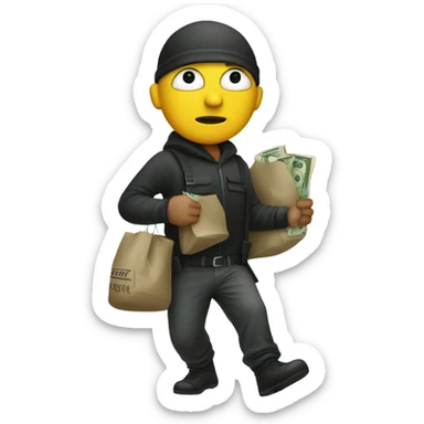 Robber carrying money sticker