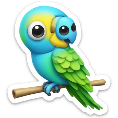 yellow blue and green robot parakeet on a stick sticker