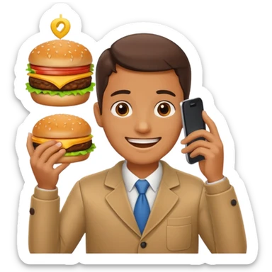 ordering a hamburguer on the phone sticker