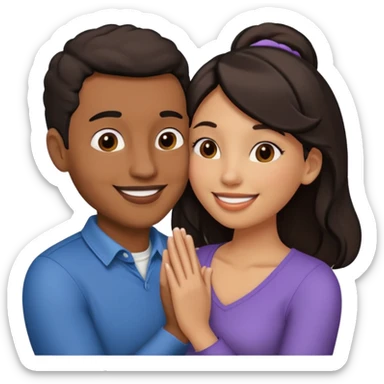 A man and a woman kissing, framed on a television screen sticker