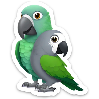 Timneh African grey and a green Quaker parrot  sticker