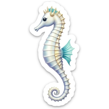 A white seahorse with delicate fins, elegant and graceful sticker