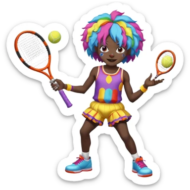 tennis player black clown man sticker