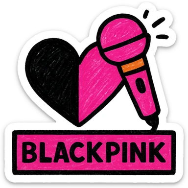 BLACKPINK-inspired object, black and pink colors, vibrant and energetic icon look sticker