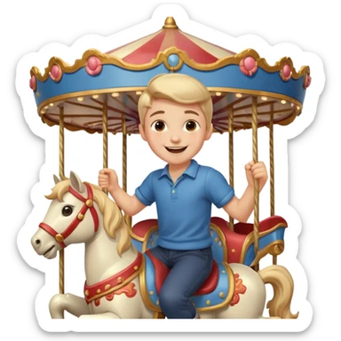 boy spinning inside of a carousel sticker