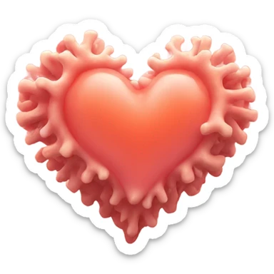 Coral coloured heart sticker