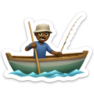 The guy in a boat with a fishing rod catching fish sticker