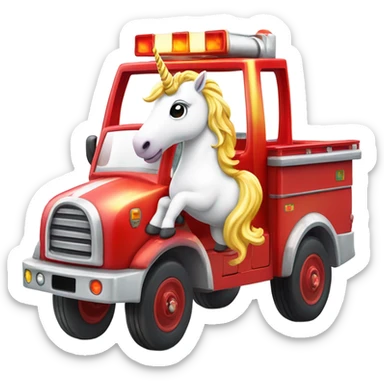 Unicorn driving fire truck sticker