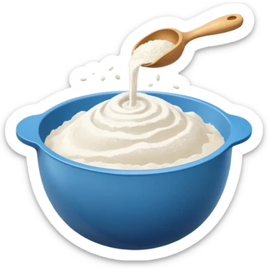 Mixing bowl plastic with flour sticker