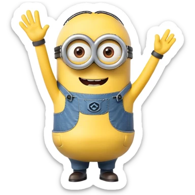 Minion character waving sticker