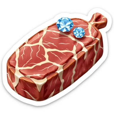 Meat with diamond textur and blue color sticker