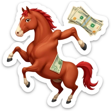 red horse agressive running money euros bills sticker