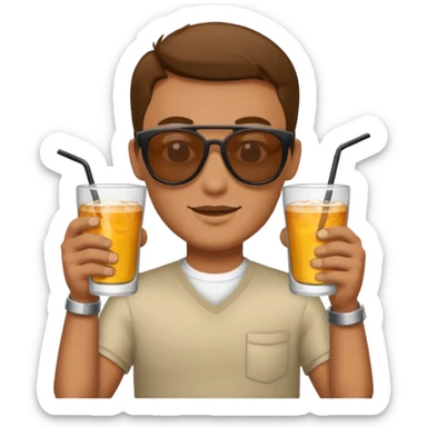 men in drink holders with sunglasses sticker