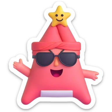 Patrick Star character, blindfolded, 3D emoji style sticker