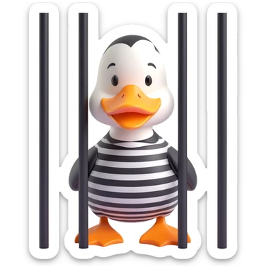A duck thief behind bars sticker