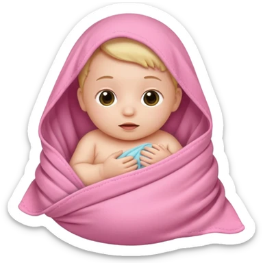 Newborn baby swalled in pink  sticker