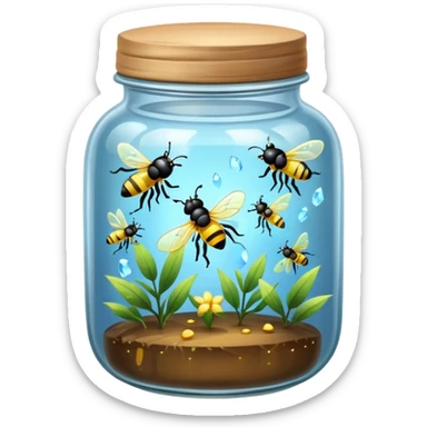 crystal jar full of fireflies sticker