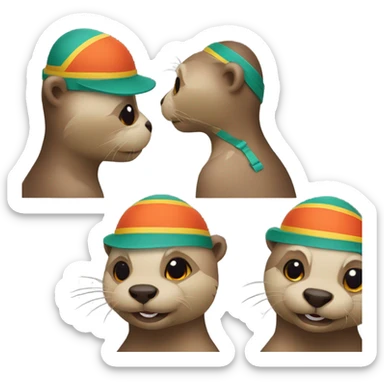 Otter with wrestling headgear sticker