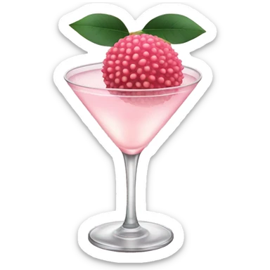 lychee martini baby pink with only 1 lychee on the drink sticker