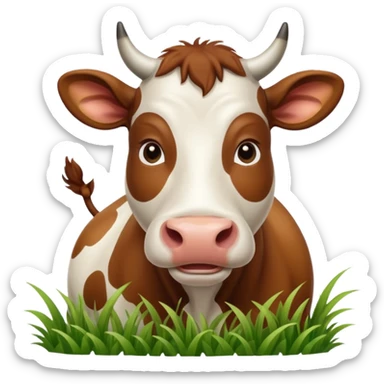 cow in the process of eating grass sticker