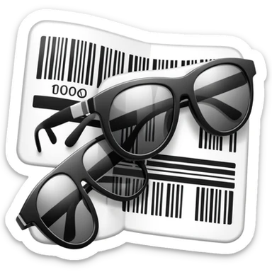 barcode with sunglasses on top, fashion logistics theme sticker