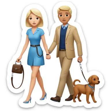 Women walking man on a leash sticker