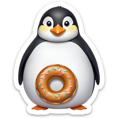 fat penguin round, with donut sprinkles around him sticker