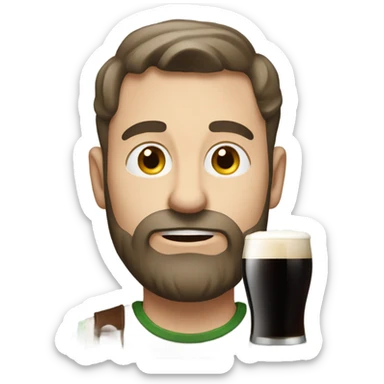 White guy drinking a Guiness sticker