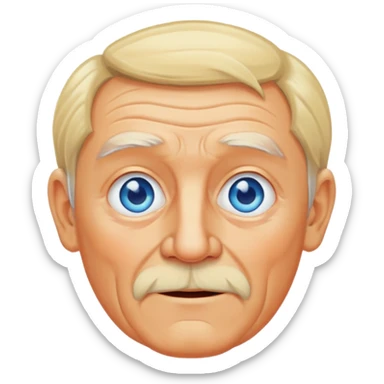 Orange skinned old man with blond hair and blue eyes sticker