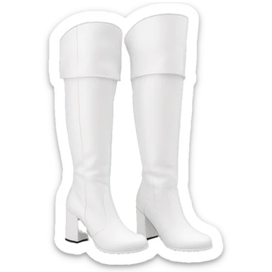 white knee high chunky heel boots sticker