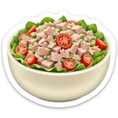 a bowl of tuna salad, simple, clear sticker
