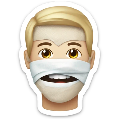 wisdom teeth removal afterwards bandaged face sticker