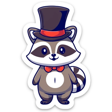 raccoon tipping top hat sticker