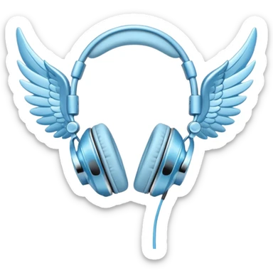 light blue headphones with wings sticker