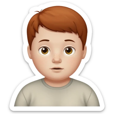 pale boy slightly chubby with freckles and short brown hair sticker