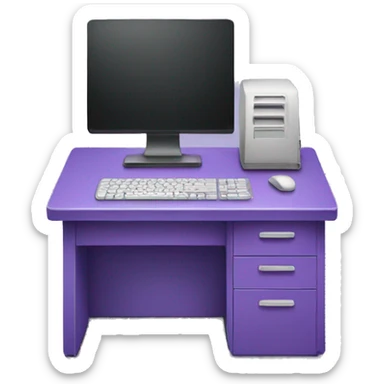 Purple desk with computer  sticker