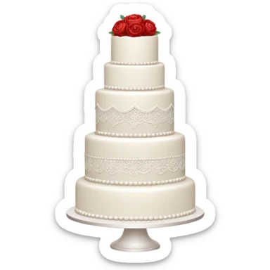 elegant white wedding cake with lace details sticker