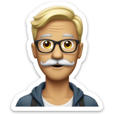 Guy with big mustache on a tricycle sticker