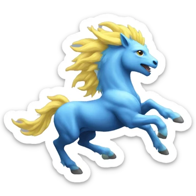 blue kirin with a yellow mane running sticker
