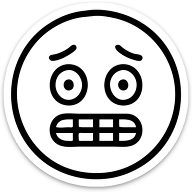 smiley emoji with worried eyes and a nervous smile, icon style, outlined, minimal color sticker