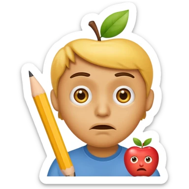 Confused Yellow Emoji Face with Sign said "Apple, Why?" sticker