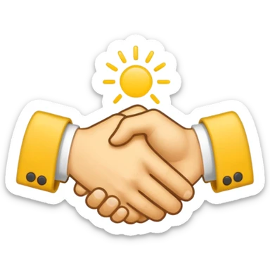 Graphic: 🤝 Handshake icon (white with yellow outline).
Animation: Hands meet, shake slightly.
Background: Transparent.
 sticker