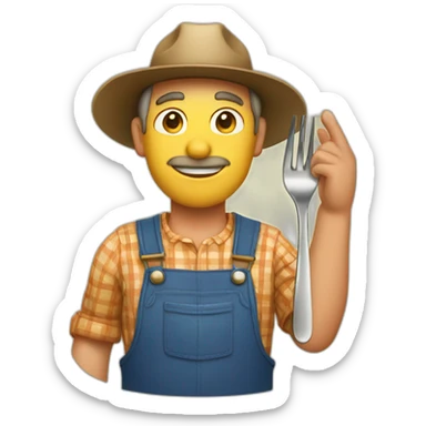farmer man saluting fork in hand sticker