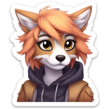 Shy edgy kawaii anthro furry by Falvie, LiLaiRa, griffsnuff, AngieWolf sticker