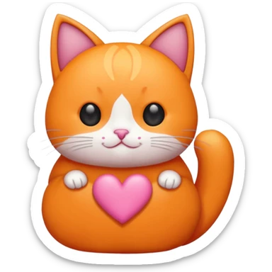 Gato naranja corazón rosa cuerpo entero kawaii sticker